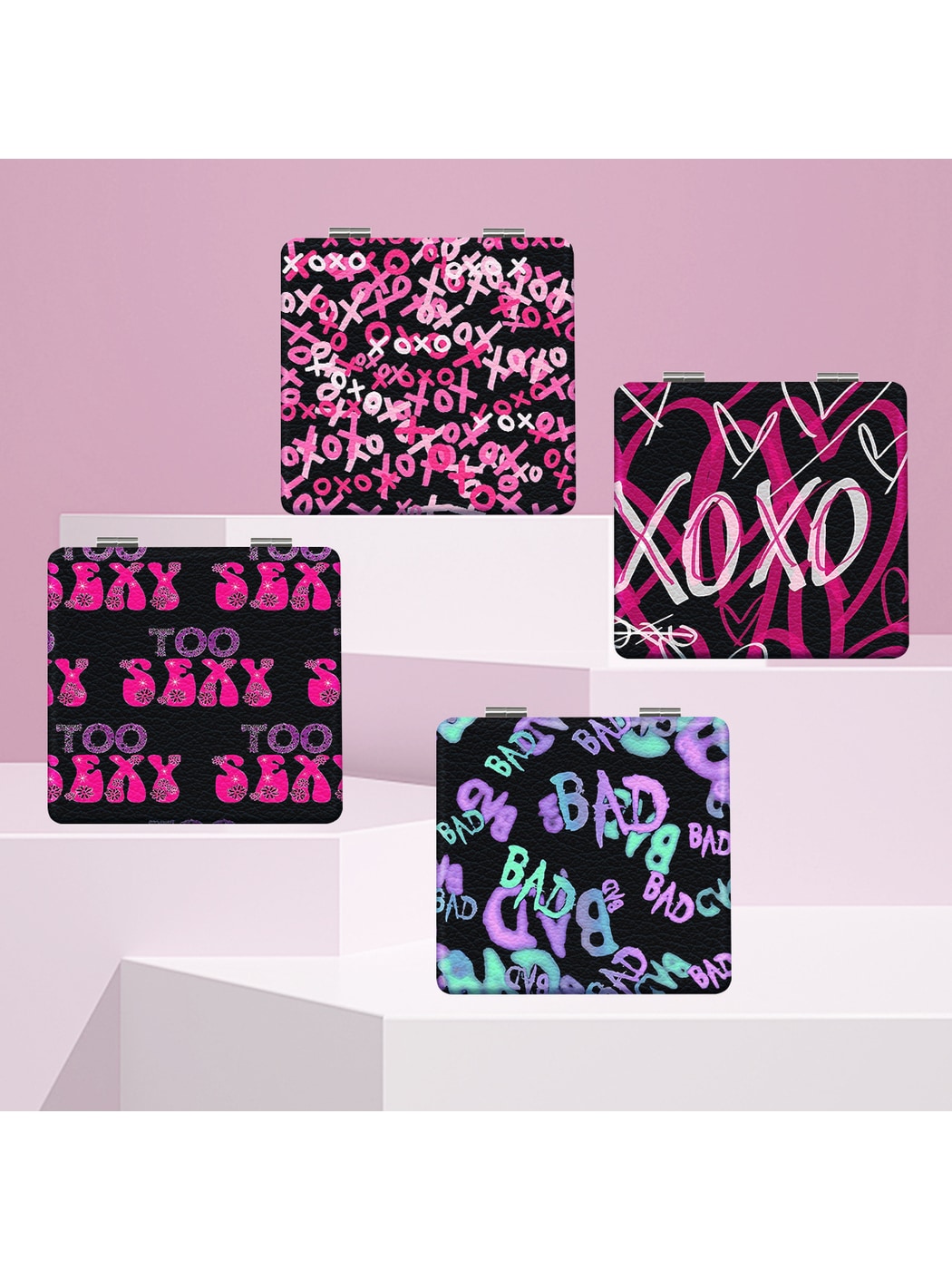 Mirroray - Y2K Graffiti Print Folding Makeup Mirror