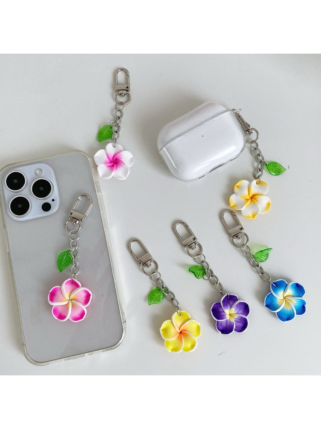 Keypus - Alloy Plastic Flower Pendant Bag Charm Keychain