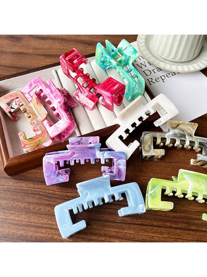 Beau - Open Square Marbled Finish Hair Claw Clip