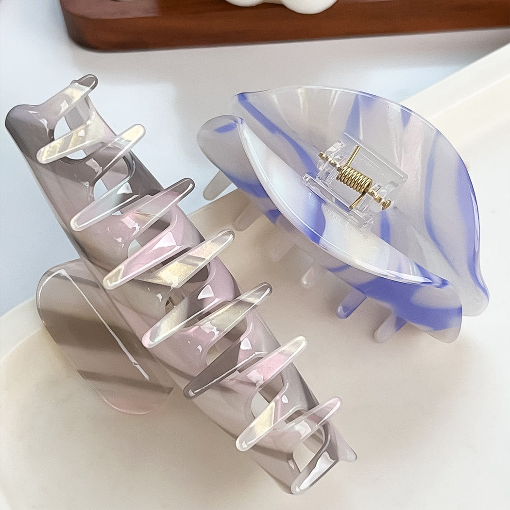 Beau - Patterned PVC Marbled Finish Claw Hair Clip