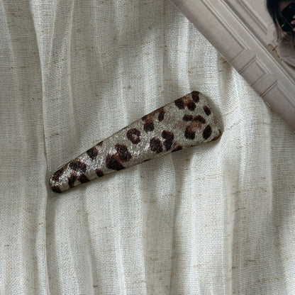 Beau - Leopard Print Patterned Fabric Claw Clip