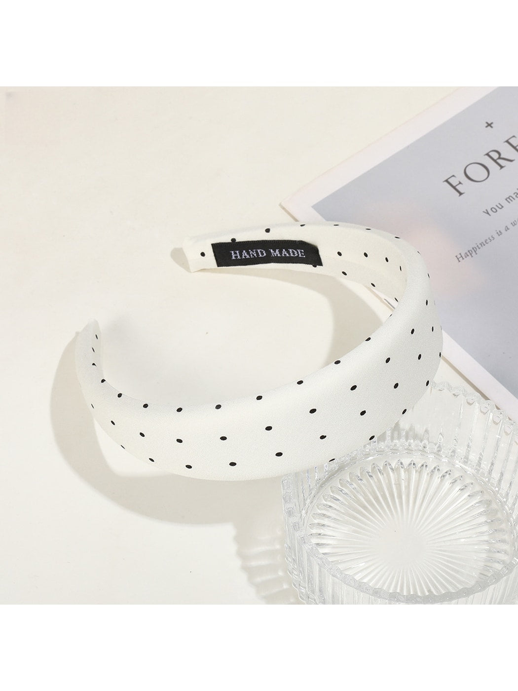 Gifty - Polka Dot Pleated Fabric Wide Edge Headband
