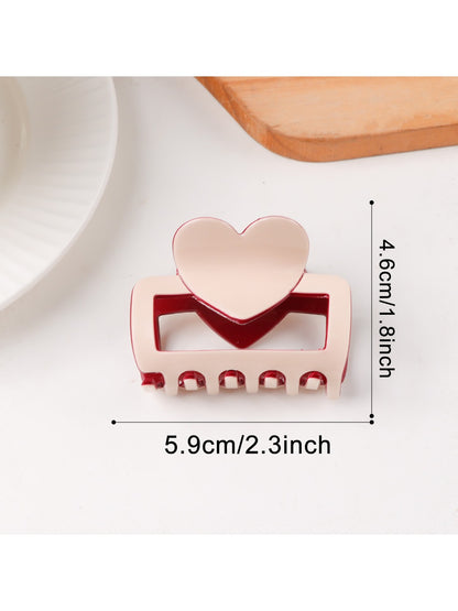Beau - Color Blocking Heart Hair Claw Clip