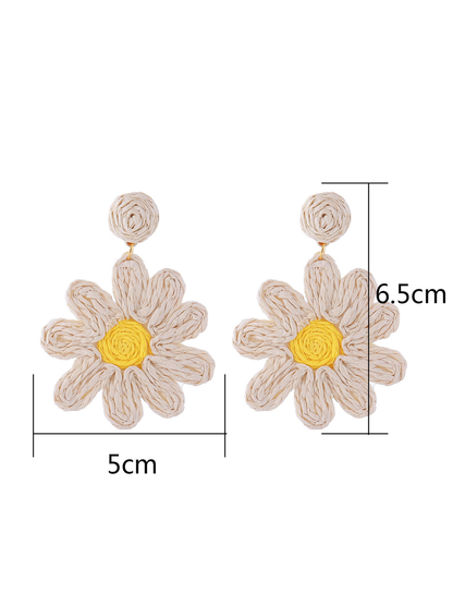 Earedge - Bohemian Floral Petal Raffia Stud Earrings
