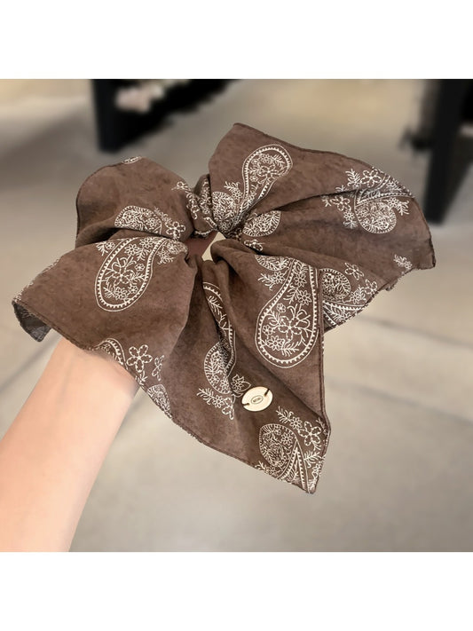 Gifty - Retro Fashionable Paisley Print Square Scrunchie