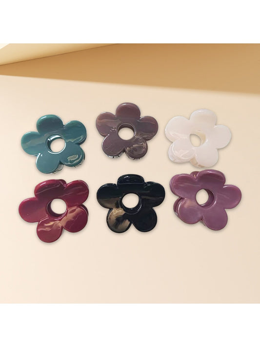 Beau - Chic Glossy Flower Shape Plastic Claw Clip