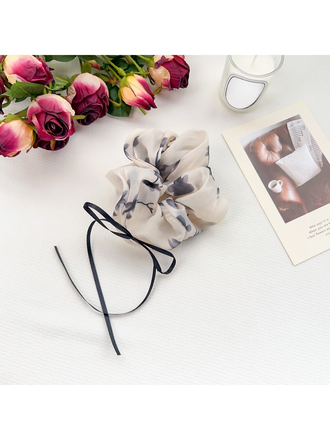 Gifty - Ink Wash Print Ruched Scrunchie
