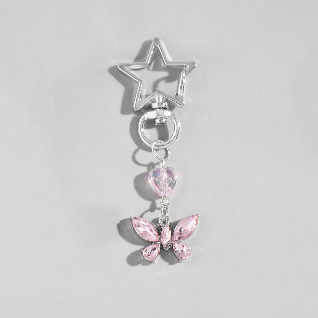 Keypus - Hollow Star and Heart Pendant Keychain