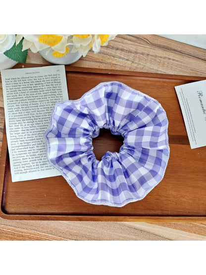 Gifty - Plaid Polyester Fabric Ruffle Edge Scrunchie