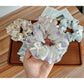 Gifty - Floral Bow Polyester Fabric Flower Scrunchie