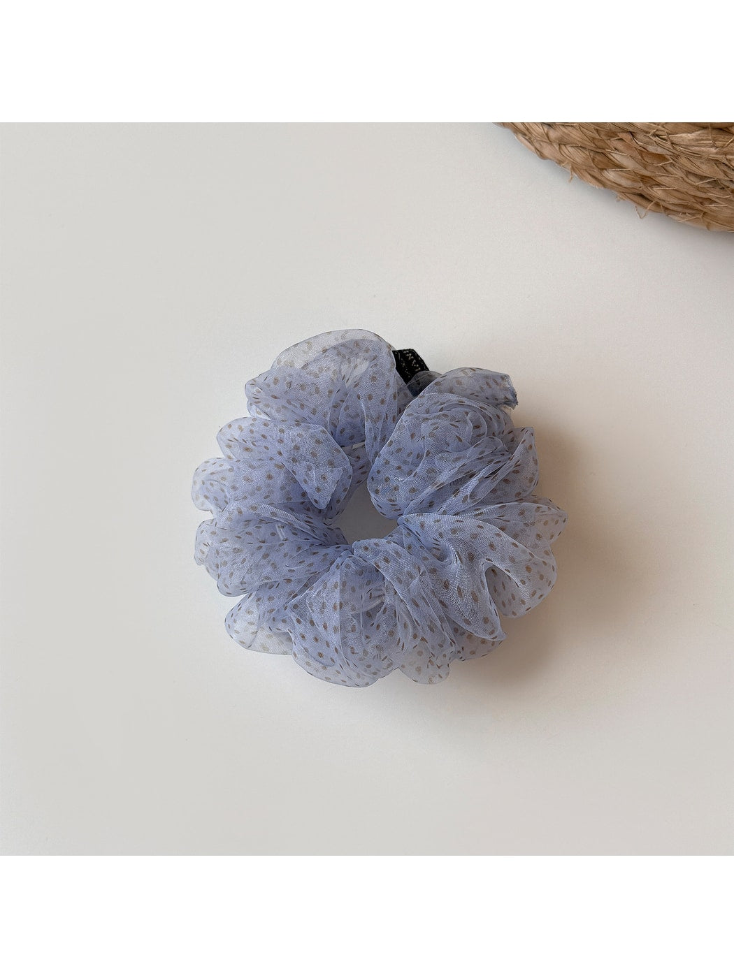 Gifty - Ruffled Polka Dot Polyester Mesh Hair Scrunchie