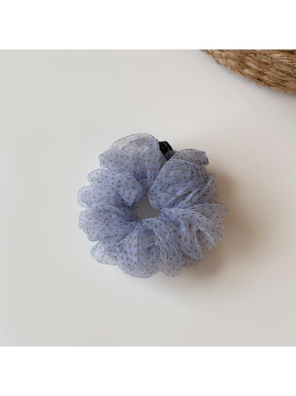 Gifty - Ruffled Polka Dot Polyester Mesh Hair Scrunchie