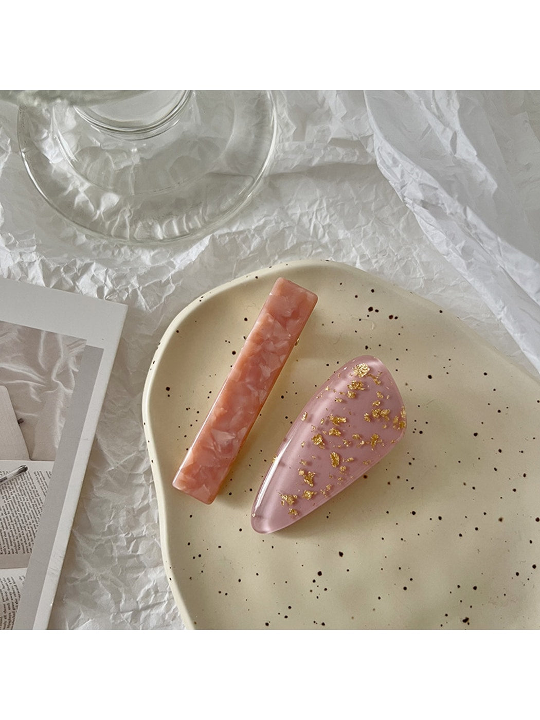 Beau - Acetate Marble Pattern Duckbill Hair Clip