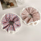 Gifty - Pink Plaid Lace Trim Polyester Fabric Scrunchie