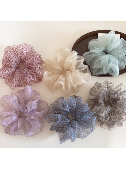 Gifty - Plaid Pattern Ruffled Polyester Ponytail Scrunchie