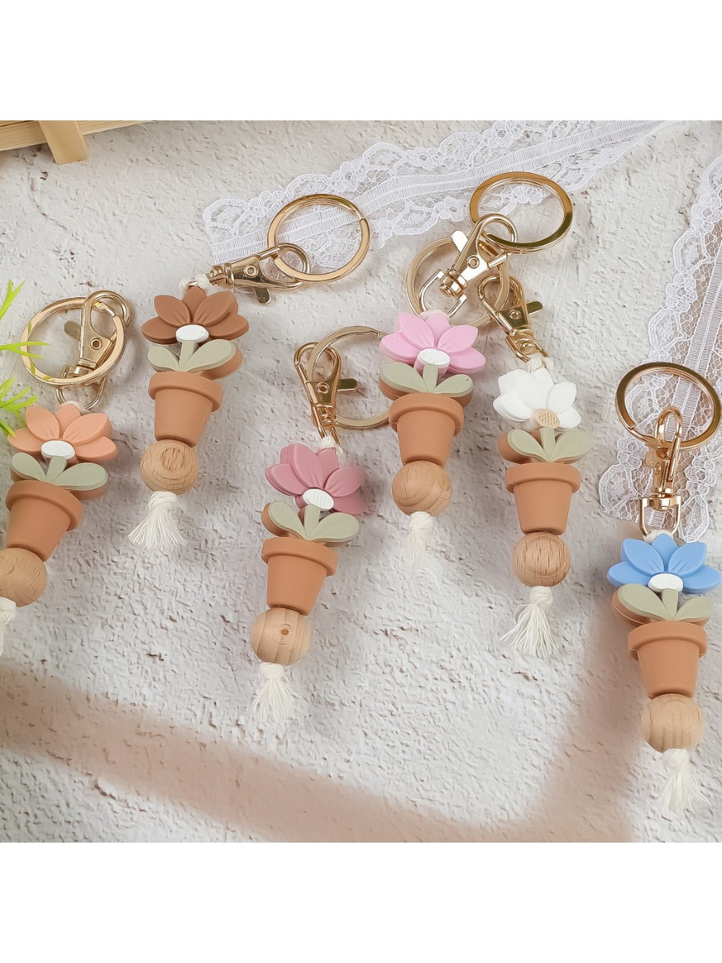 Keypus - Silicone Lotus Potted Plant Keychain