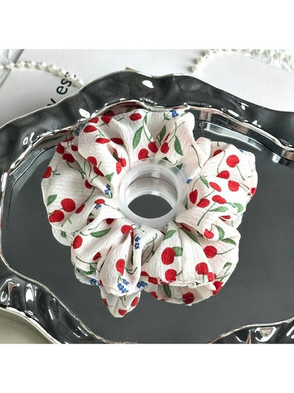 Gifty - Cherry Print Polyester Fabric Scrunchie