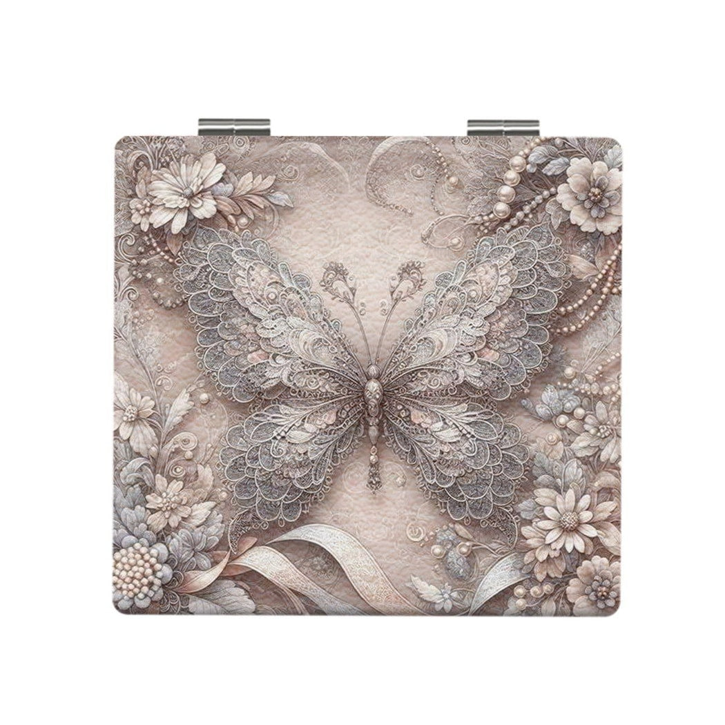 Mirroray - Butterfly Print Foldable Glass Makeup Mirror