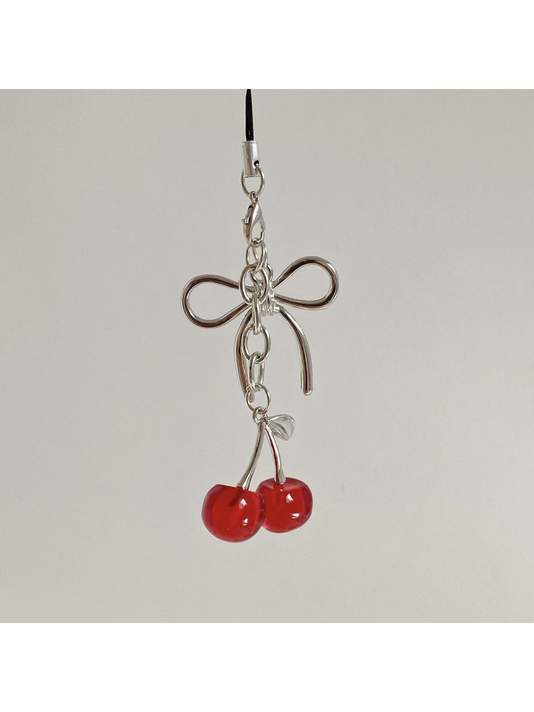 Keypus - Alloy Plastic Cherry Bow Lanyard Keychain
