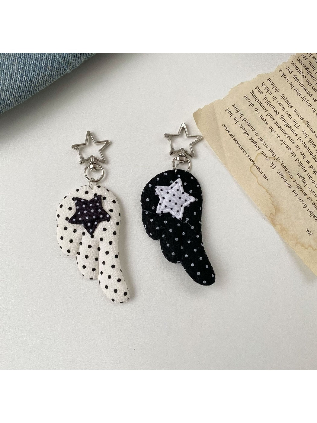 Keypus - Polka Dot Wing Fabric Bag Charm Keychain