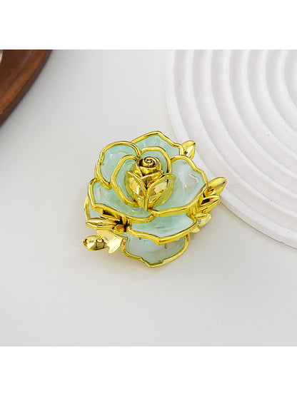 Beau - Sweet Floral Rose Gold Trim Hair Claw Clip