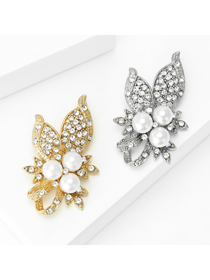 Brovia - Alloy Rhinestone Accent Fashion Brooch Pin