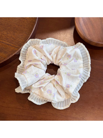 Gifty - Lace Trim Floral Scrunchie Sweet Bow