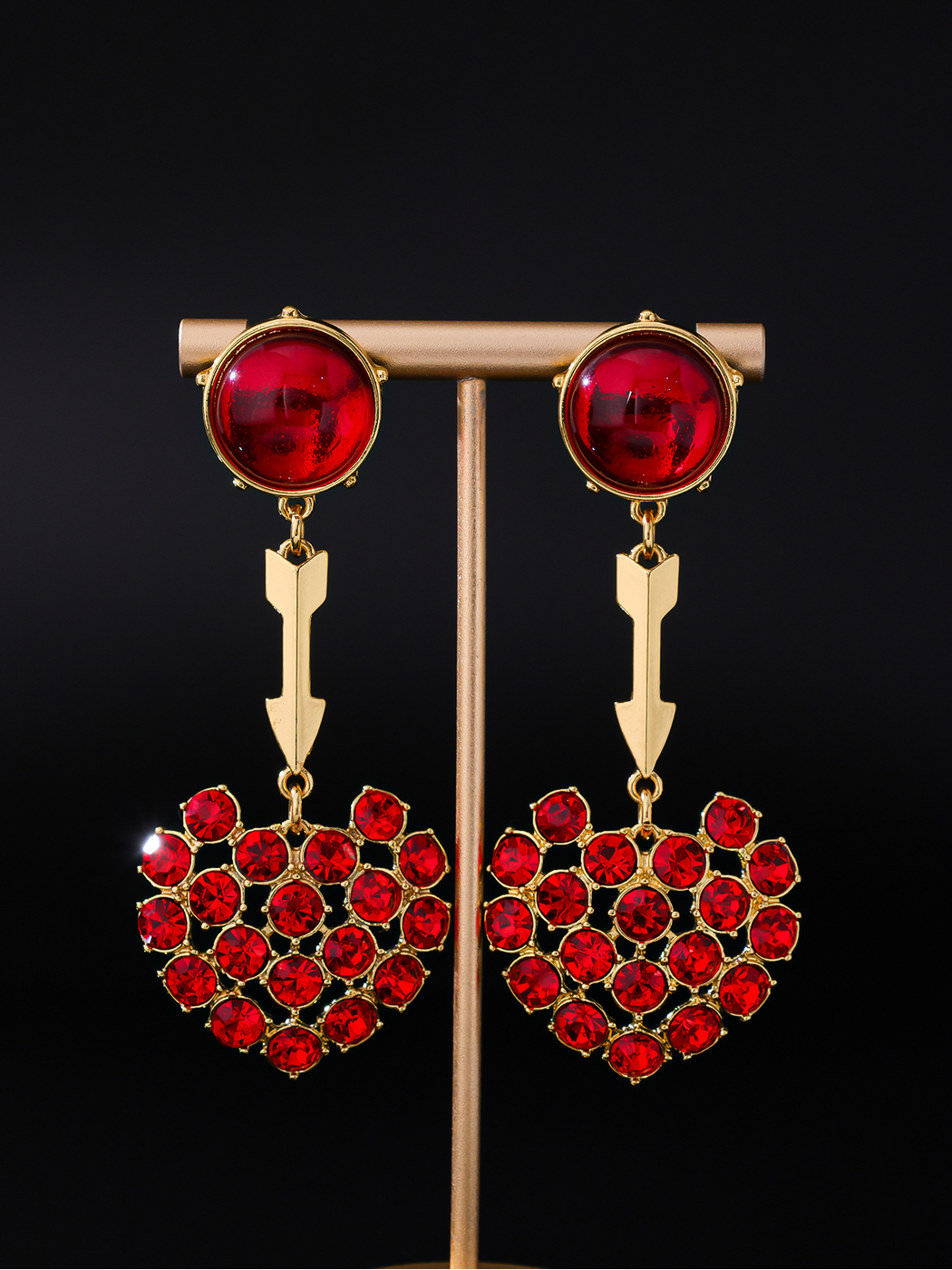 Earedge - Vintage Heart Drop Stud Earrings