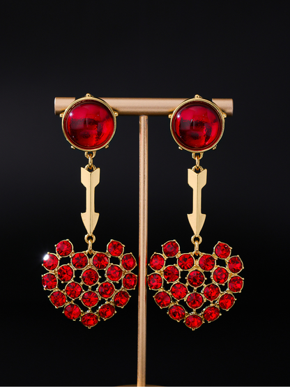 Earedge - Vintage Heart Drop Stud Earrings