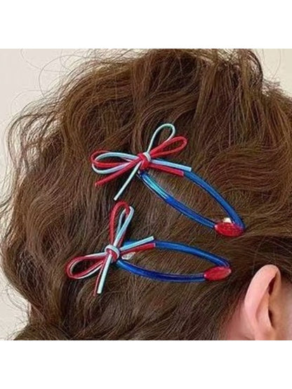 Beau - Color-Blocked Red and Blue Hair Clip