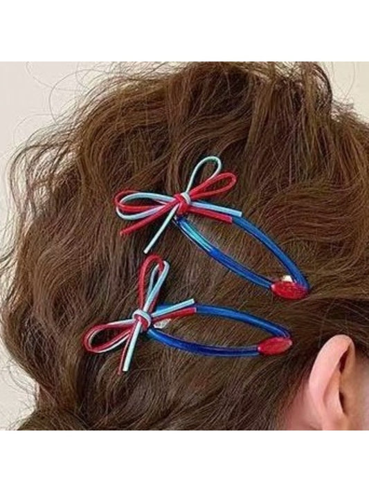 Beau - Color-Blocked Red and Blue Hair Clip