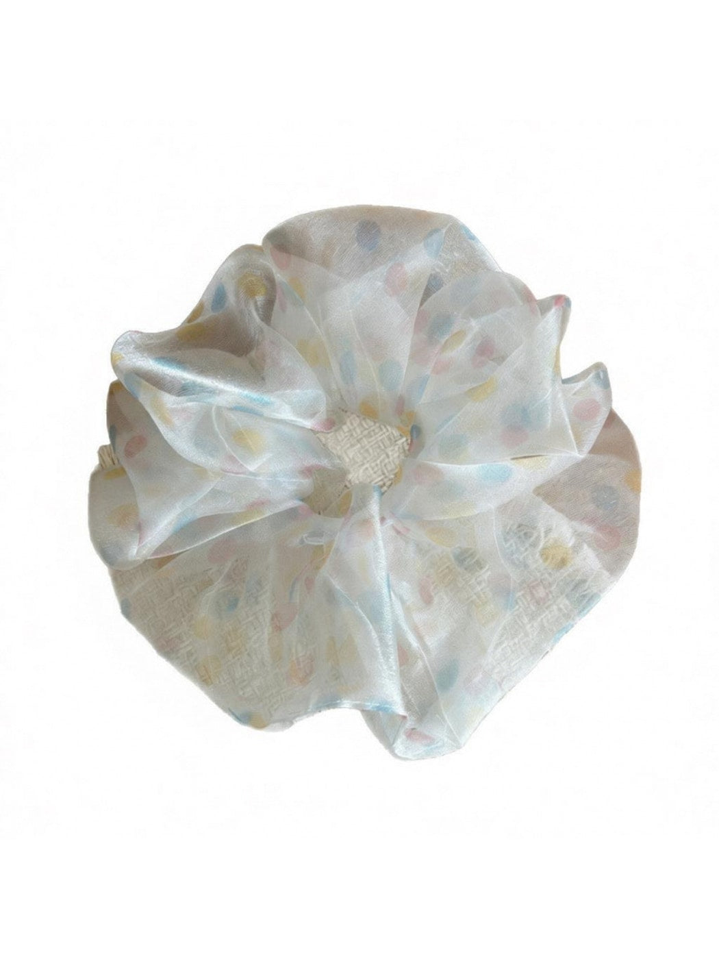 Gifty - Sheer Polka Dot Mesh Look Polyester Scrunchie
