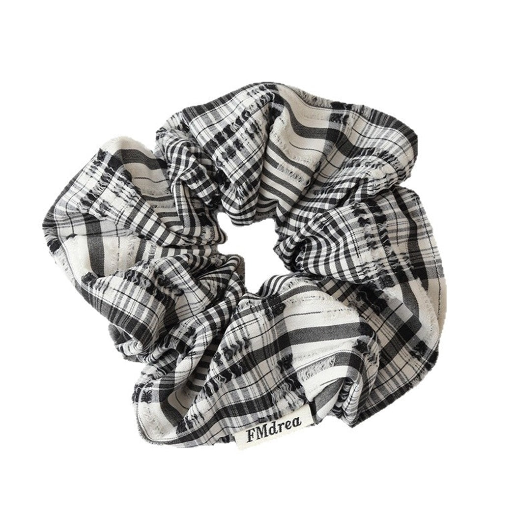 Gifty - Ruched Striped Ruffle Fabric Scrunchie
