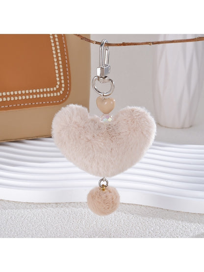 Keypus - Heart Fluffy Pom Pom Keychain