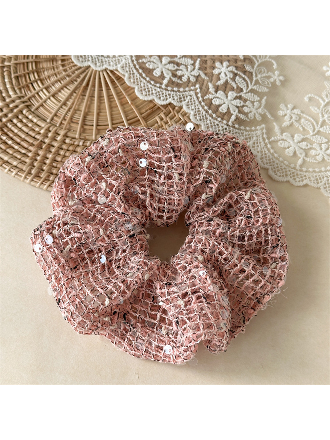 Gifty - High Elastic Textured Sequin Hair Scrunchie