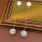 Earedge - Bead Accent Round Chain Drop Fashion Stud Earrings