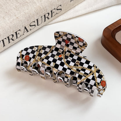 Beau - Geometric Pattern PVC Half Moon Claw Clip
