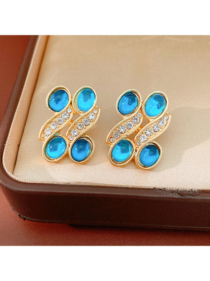 Nozari - Vintage Oval Rhinestone Necklace and Earrings
