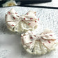 Beau - Cherry Print Bow Lace Trim Spring Hair Clip