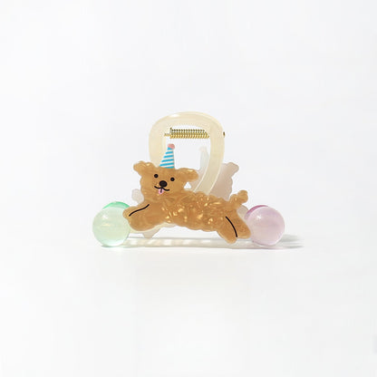 Beau - Acrylic Cartoon Puppy Flying Pose Claw Clip