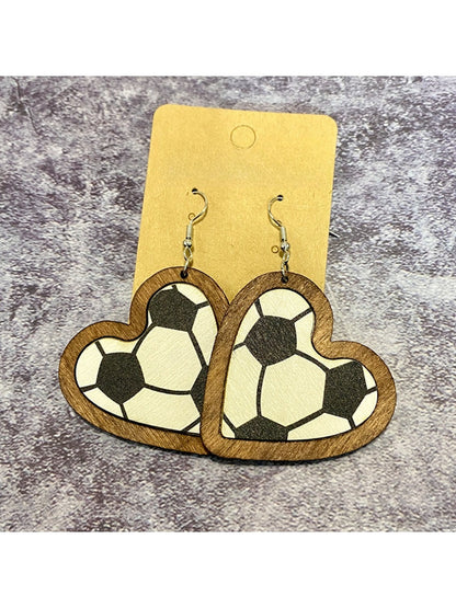 Earedge - Wooden Heart Sport Earrings