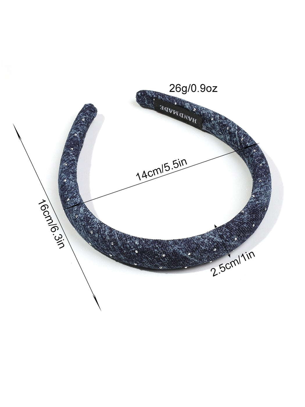 Gifty - Rhinestone Detail Denim Look Fabric Headband