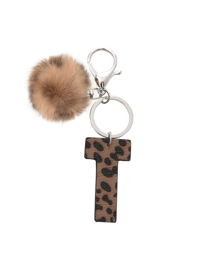 Keypus - Leopard Print Oil-Edged Letter Keychain