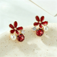 Earedge - Fresh Floral Enamel Accent Stud Earrings