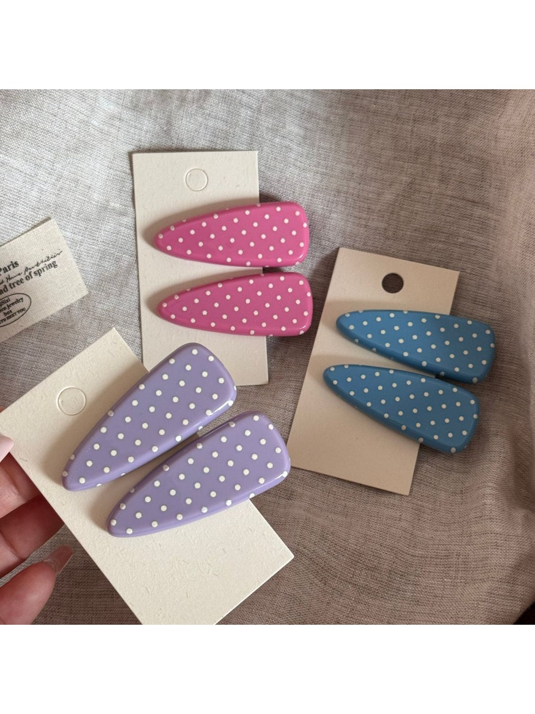 Beau - Polka Dot Water Drop Duckbill Hair Clip