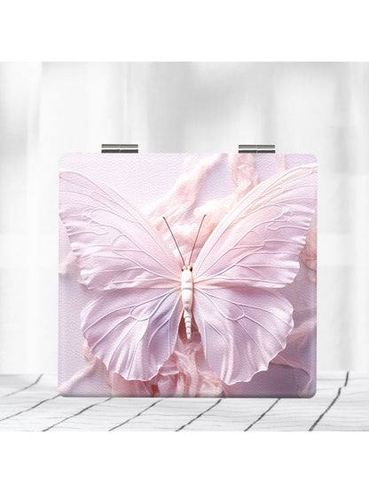 Mirroray - Butterfly Print PU Folding Vanity Mirror