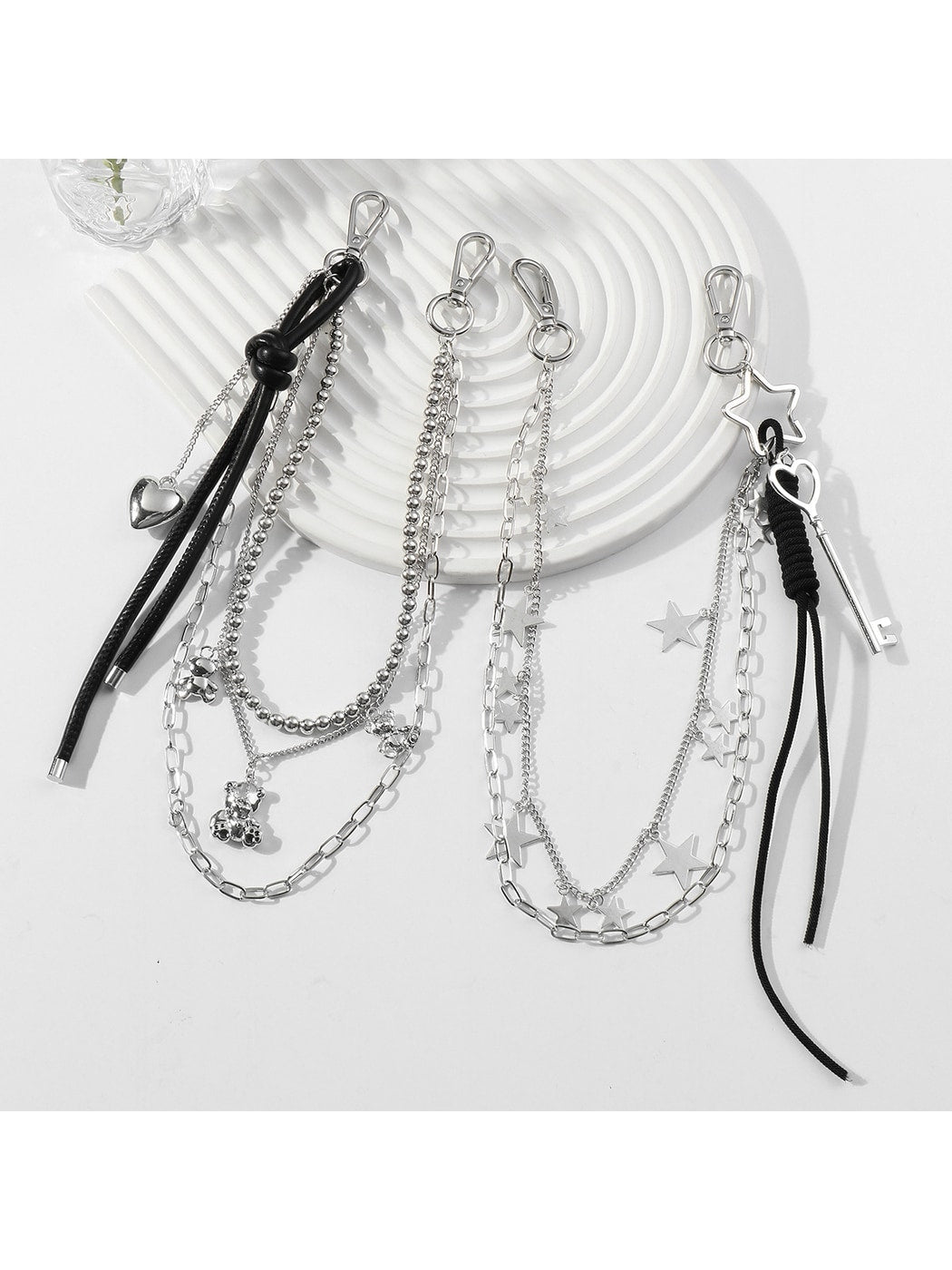 Keypus - Y2K Star Heart Chain Bag Charm Keychain