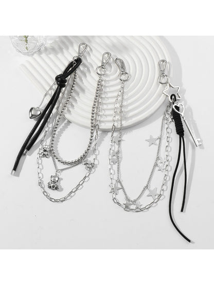 Keypus - Y2K Star Heart Chain Bag Charm Keychain