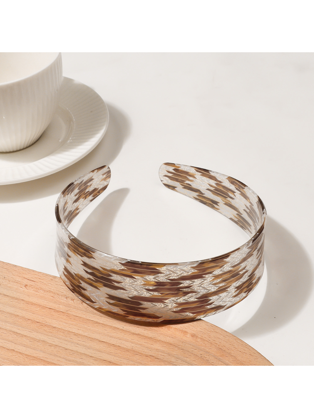 Gifty - Wide Printed Houndstooth Texture Headband