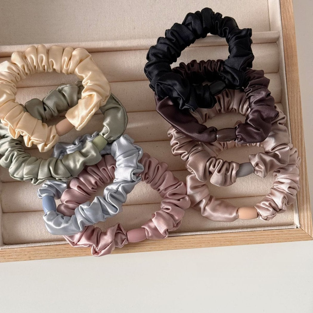 Gifty - Soft Muted Tone Satin Ruffle Scrunchie